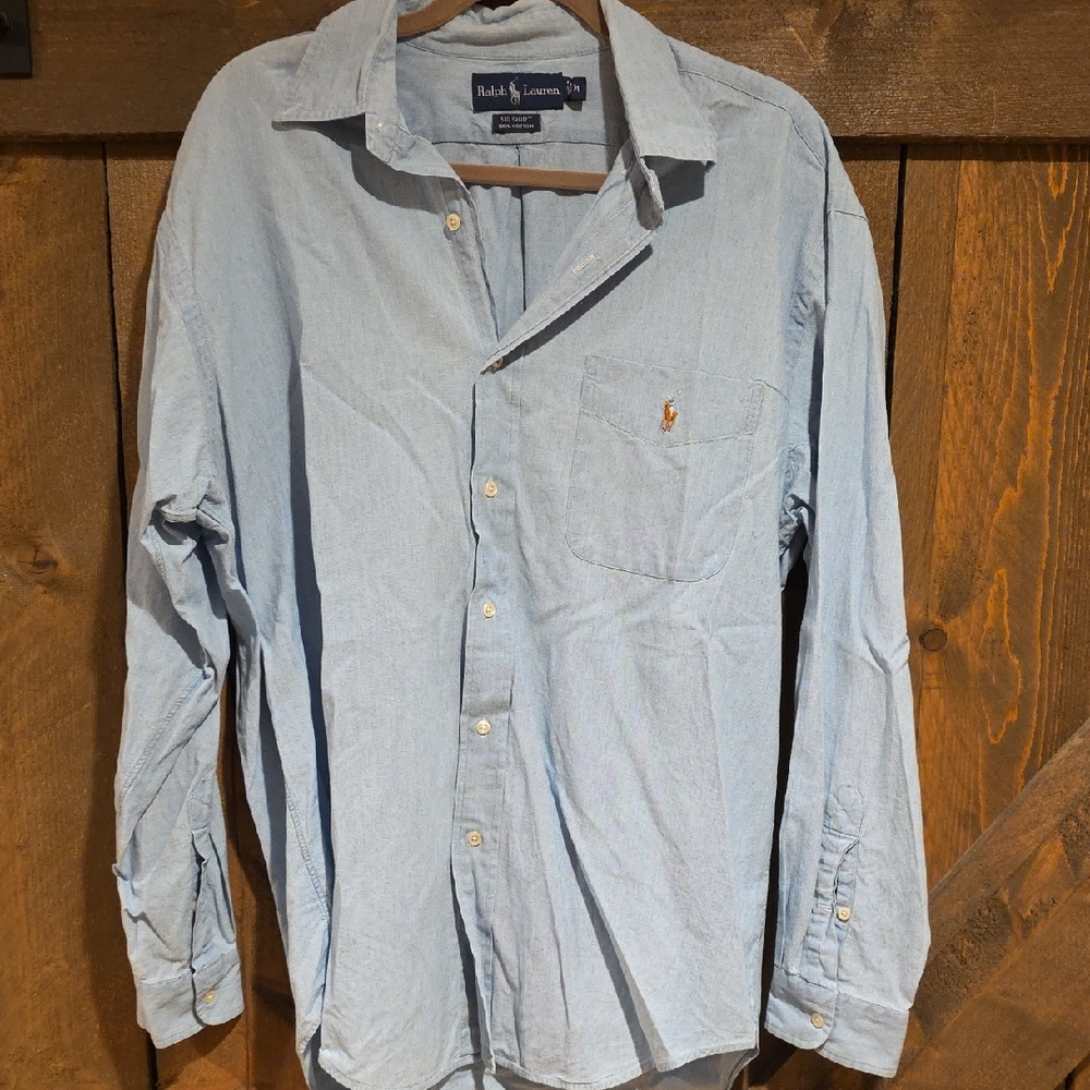 Ralph Lauren Men's Casual Light Blue Button Down Shirt